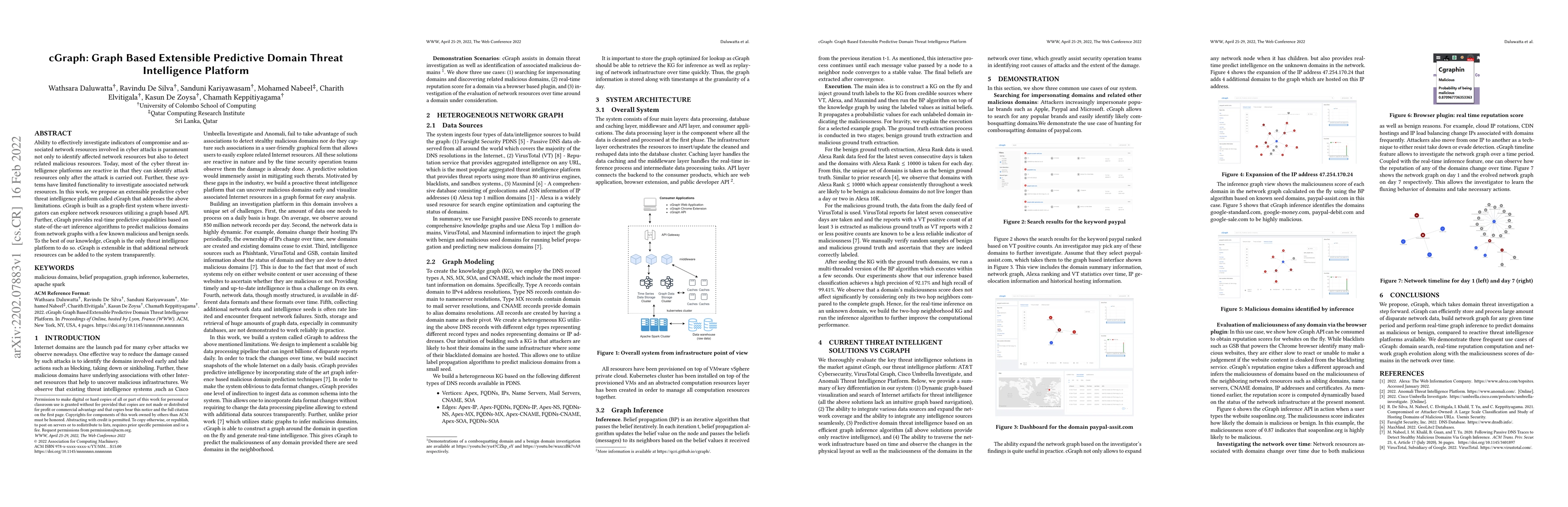 Thumbnail for CGraph: Graph Based Extensible Predictive Domain Threat Intelligence
  Platform