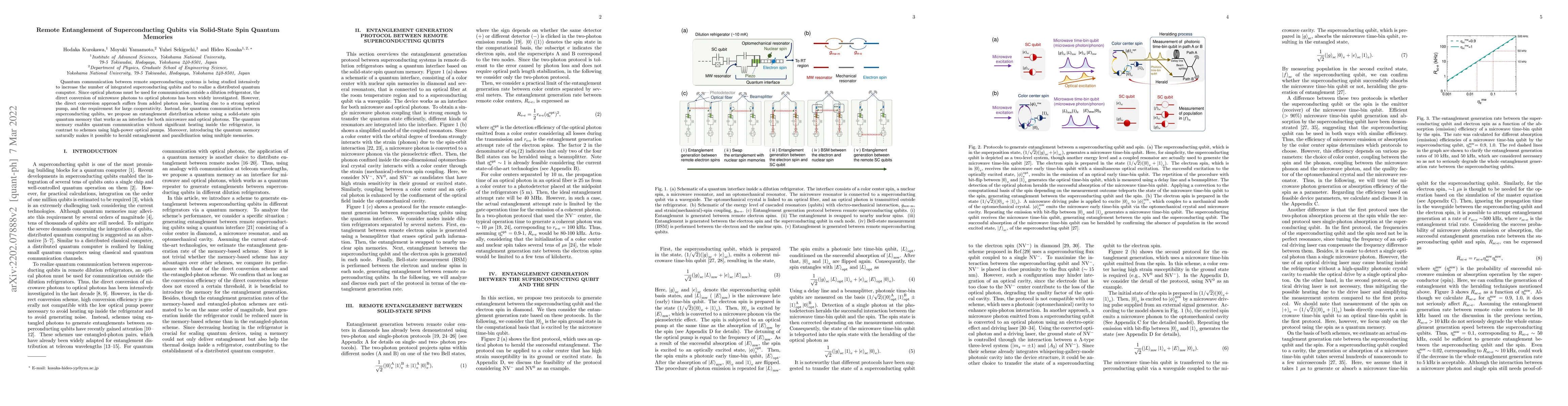 Thumbnail for Remote Entanglement of Superconducting Qubits via Solid-State Spin
  Quantum Memories