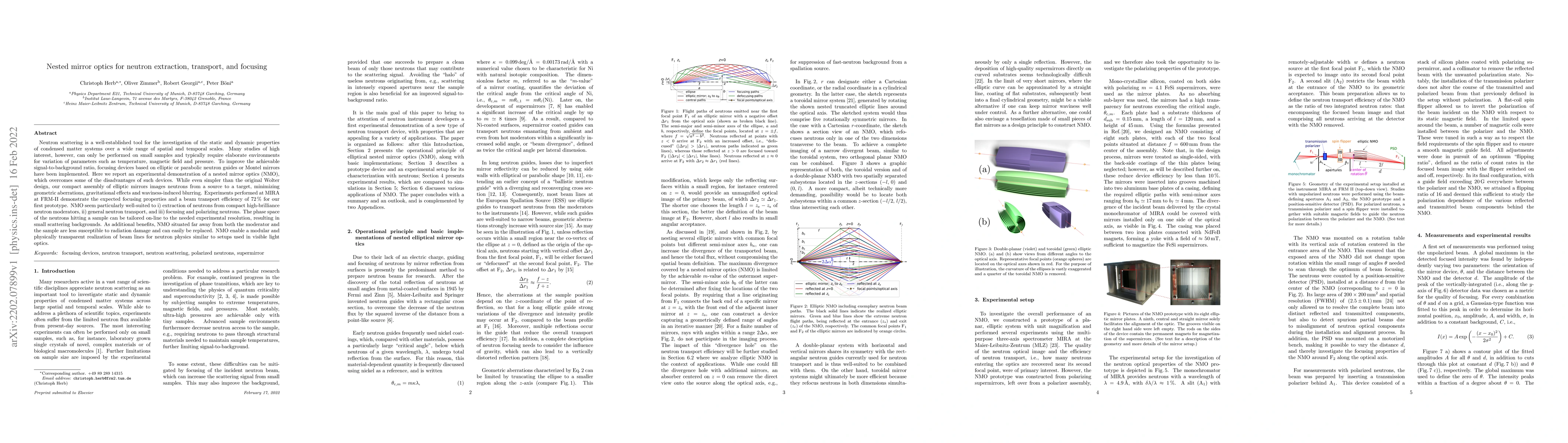 Thumbnail for Nested mirror optics for neutron extraction, transport, and focusing