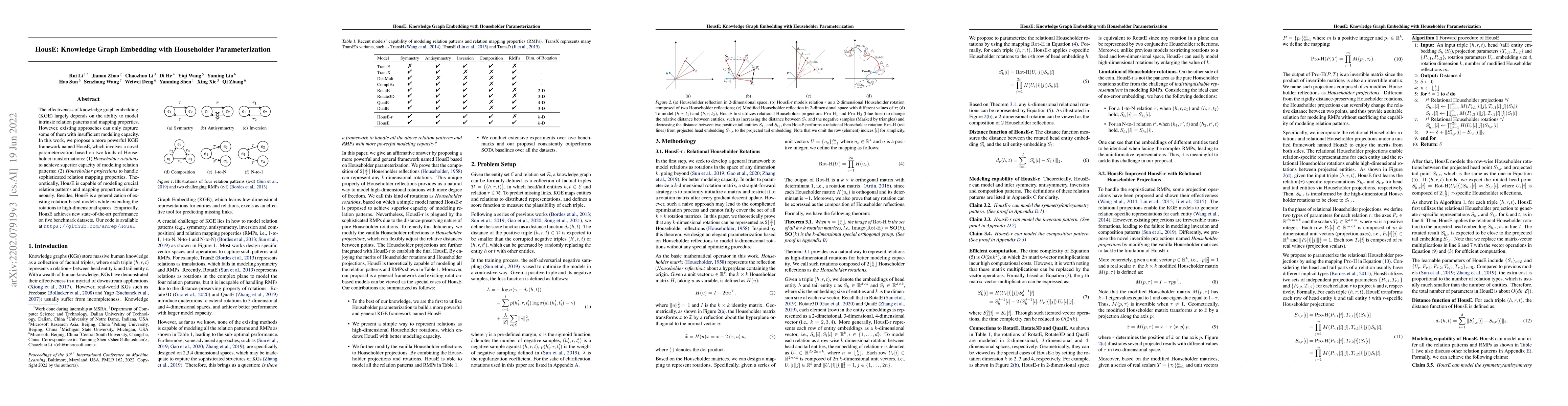 Thumbnail for HousE: Knowledge Graph Embedding with Householder Parameterization