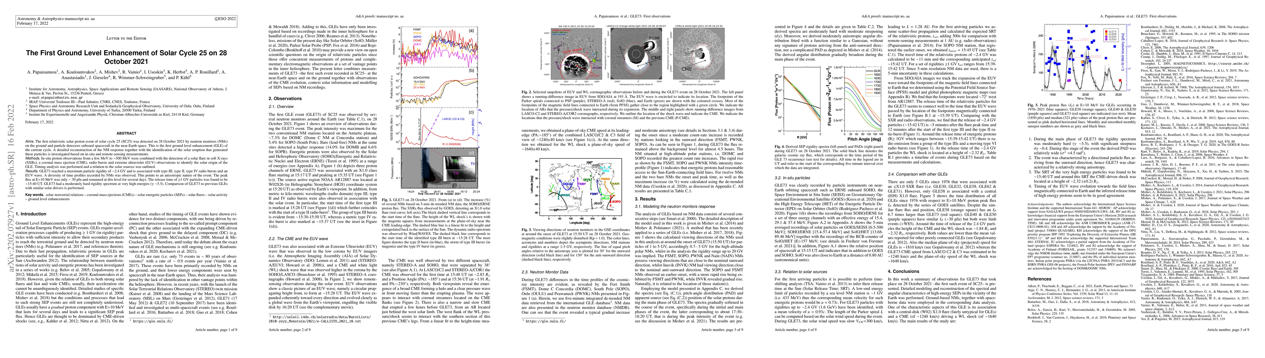 Thumbnail for The First Ground Level Enhancement of Solar Cycle 25 on 28 October 2021
