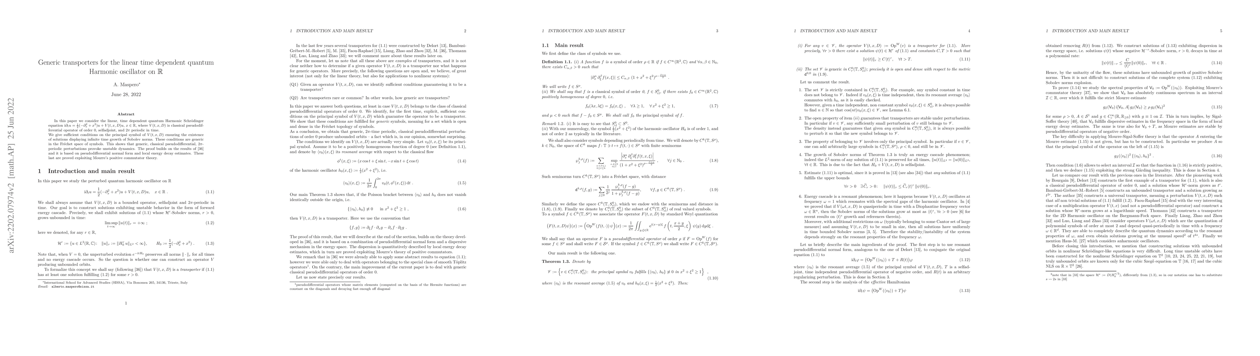 Thumbnail for Generic transporters for the linear time dependent quantum Harmonic
  oscillator on $\mathbb R$