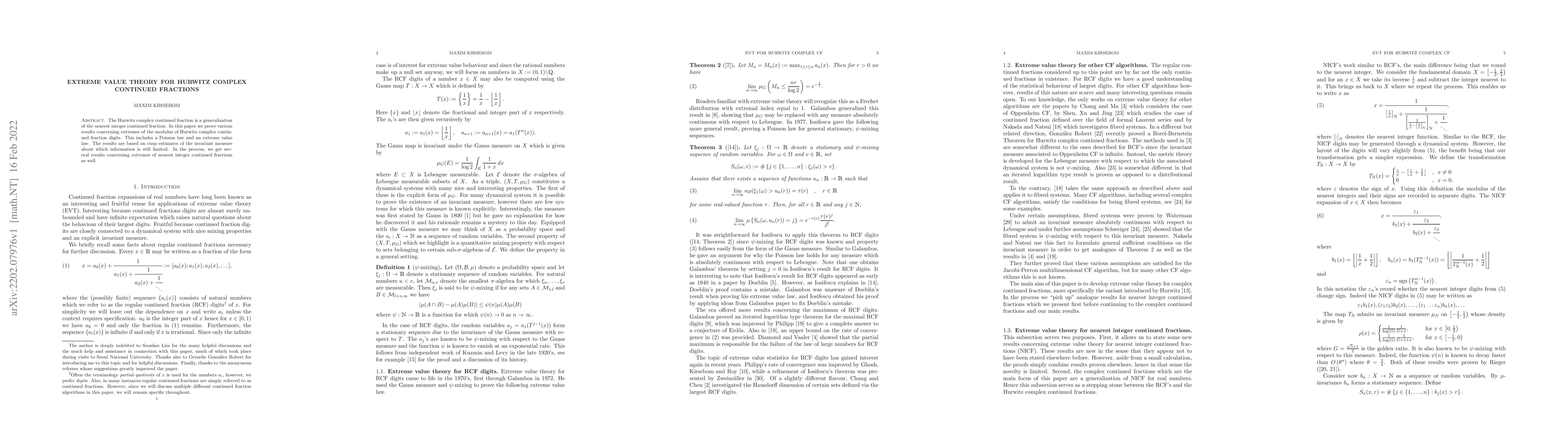 Thumbnail for Extreme Value Theory for Hurwitz Complex Continued Fractions