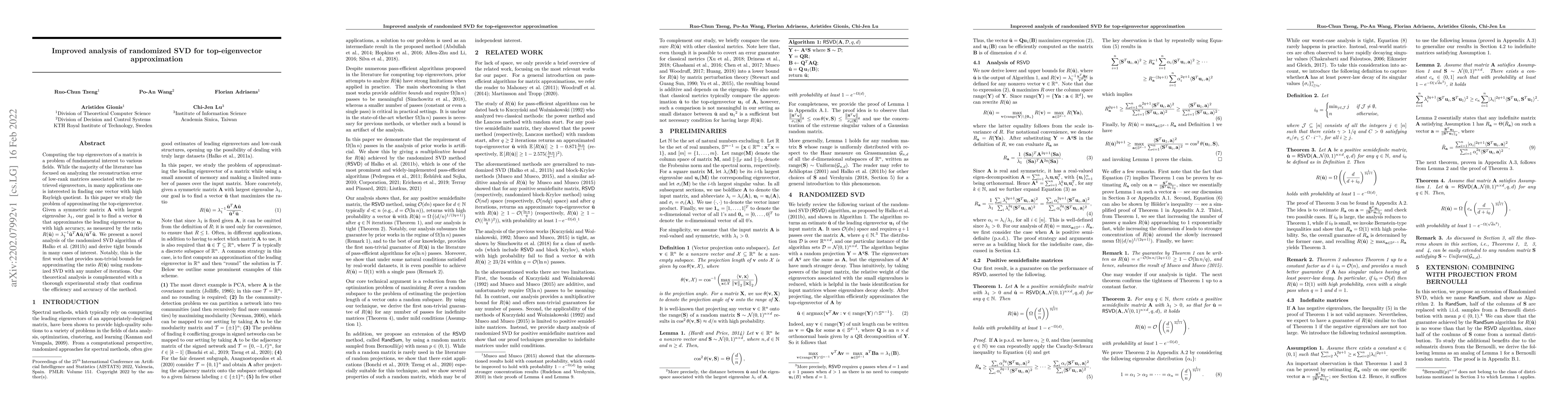 Thumbnail for Improved analysis of randomized SVD for top-eigenvector approximation