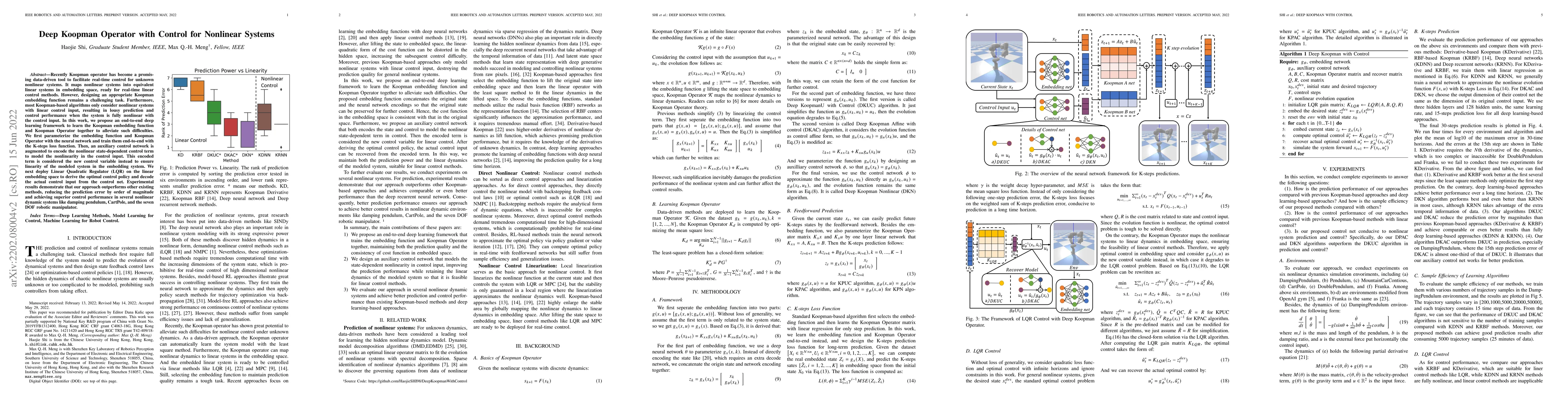 Thumbnail for Deep Koopman Operator with Control for Nonlinear Systems