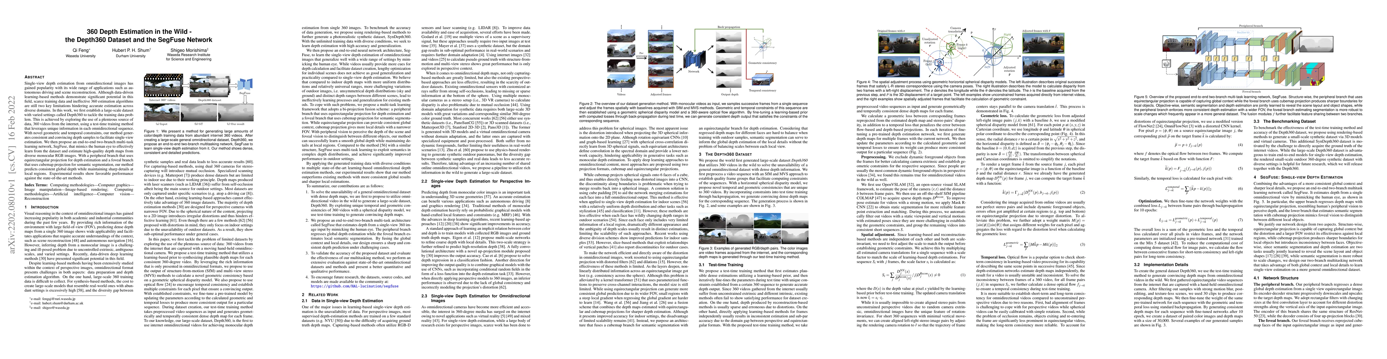 Thumbnail for 360 Depth Estimation in the Wild -- The Depth360 Dataset and the SegFuse
  Network