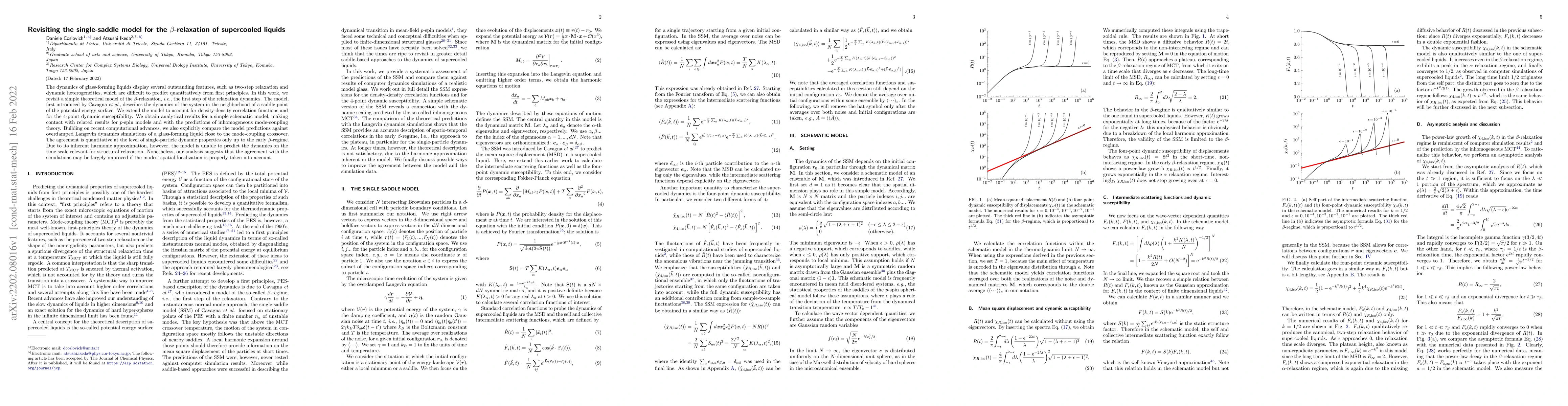 Thumbnail for Revisiting the single-saddle model for the $\beta$-relaxation of
  supercooled liquids