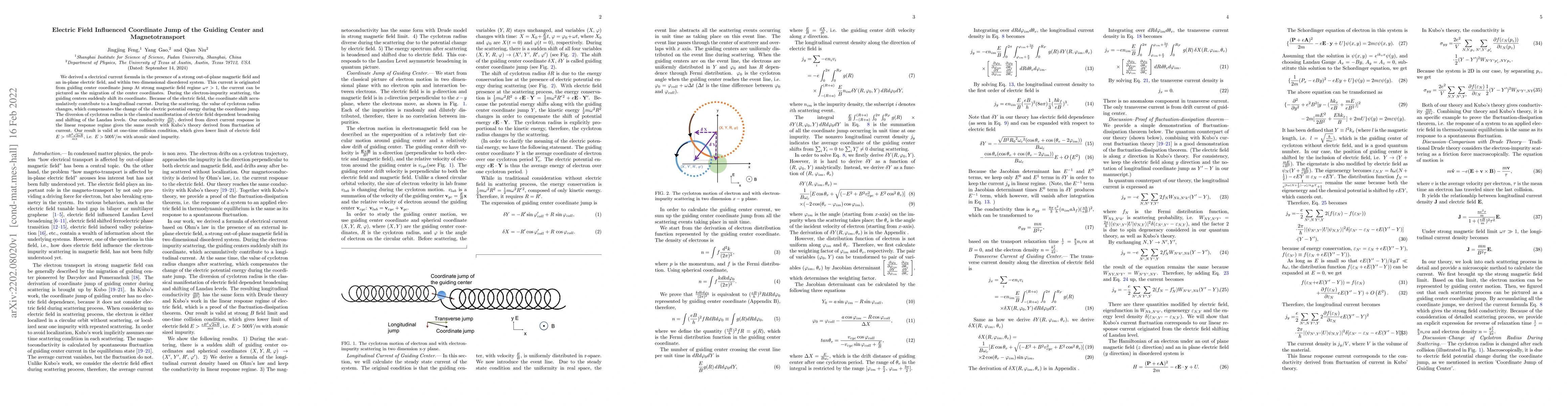 Thumbnail for Electric Field Influenced Coordinate Jump of the Guiding Center and
  Magnetotransport