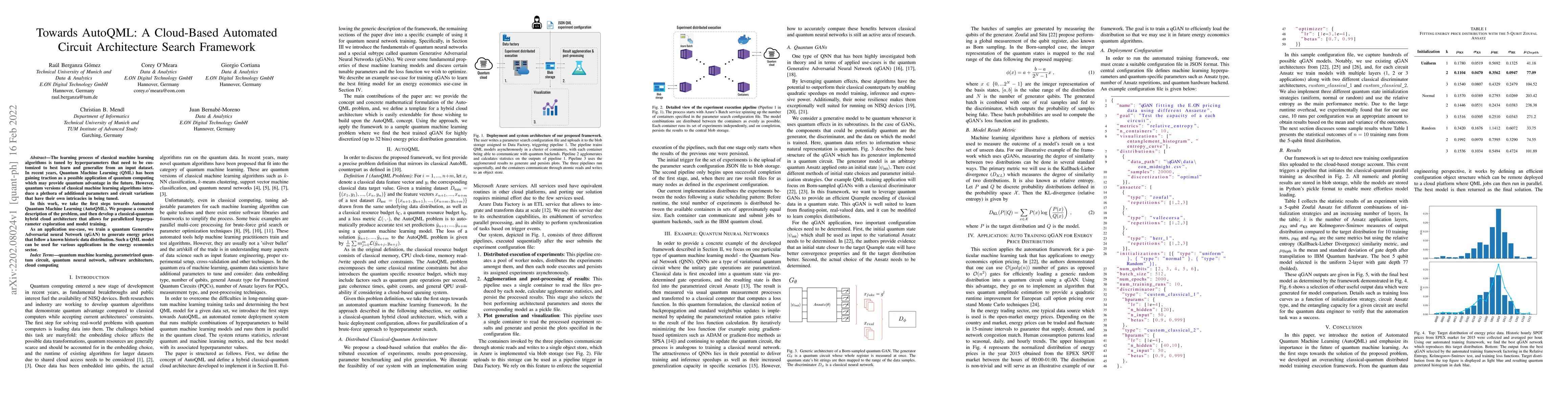 Thumbnail for Towards AutoQML: A Cloud-Based Automated Circuit Architecture Search
  Framework