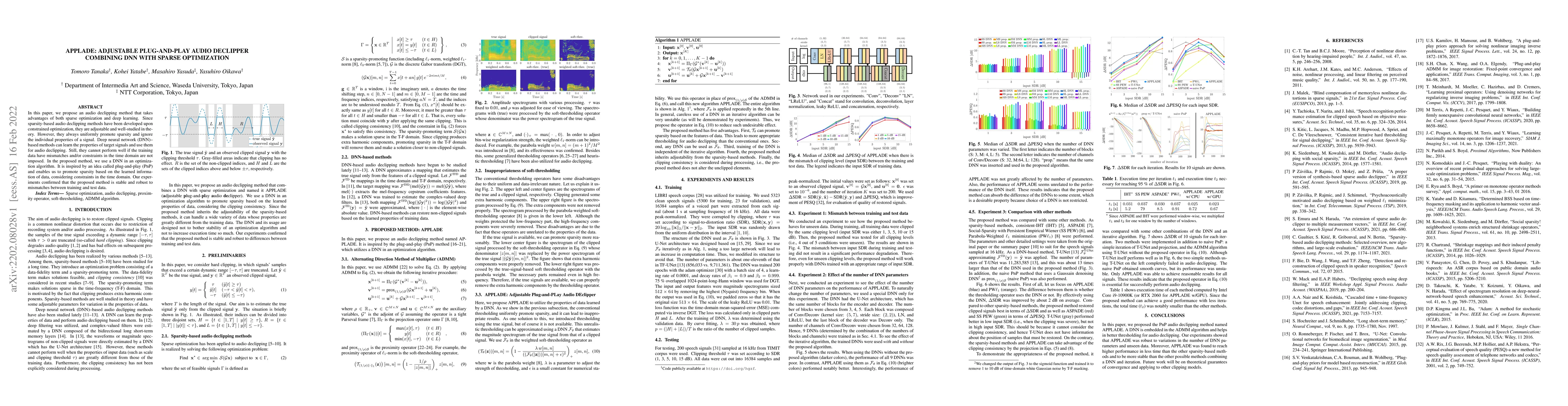 Thumbnail for APPLADE: Adjustable Plug-and-play Audio Declipper Combining DNN with
  Sparse Optimization