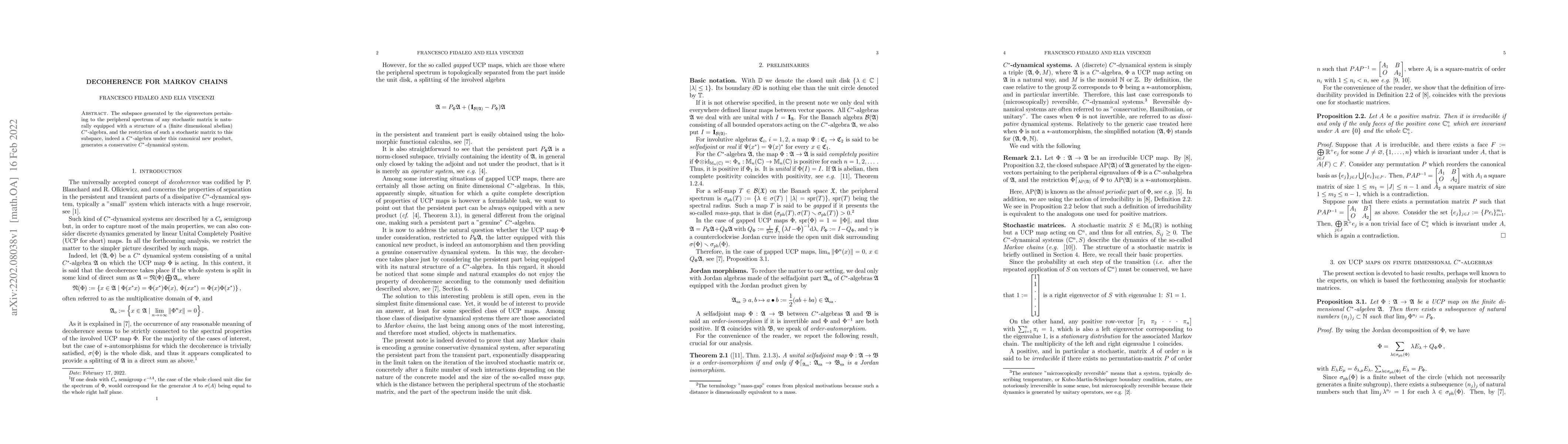 Thumbnail for Decoherence for Markov chains