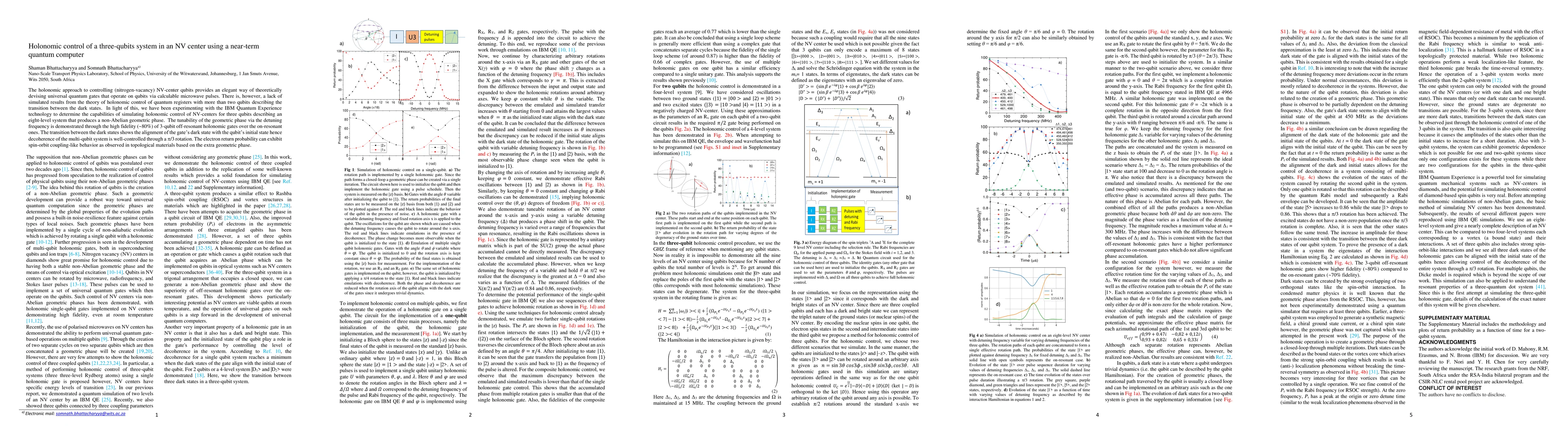 Thumbnail for Holonomic control of a three-qubits system in an NV center using a
  near-term quantum computer