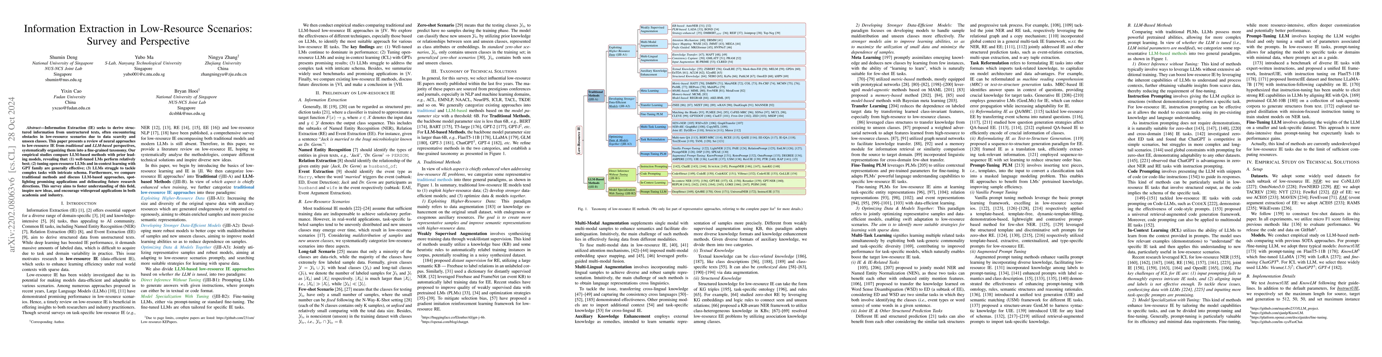 Thumbnail for Information Extraction in Low-Resource Scenarios: Survey and Perspective