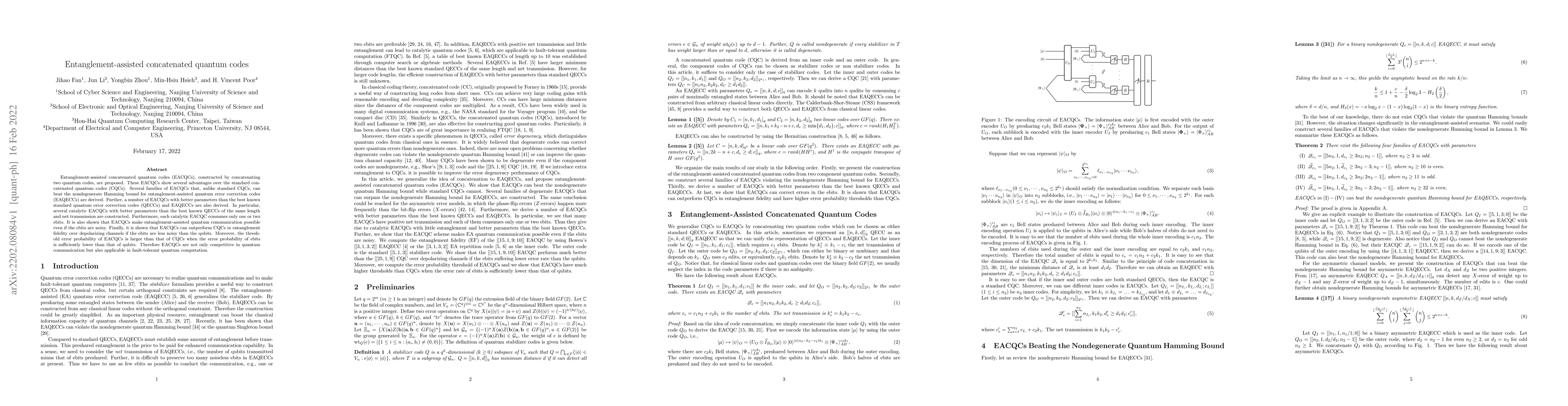 Thumbnail for Entanglement-assisted concatenated quantum codes