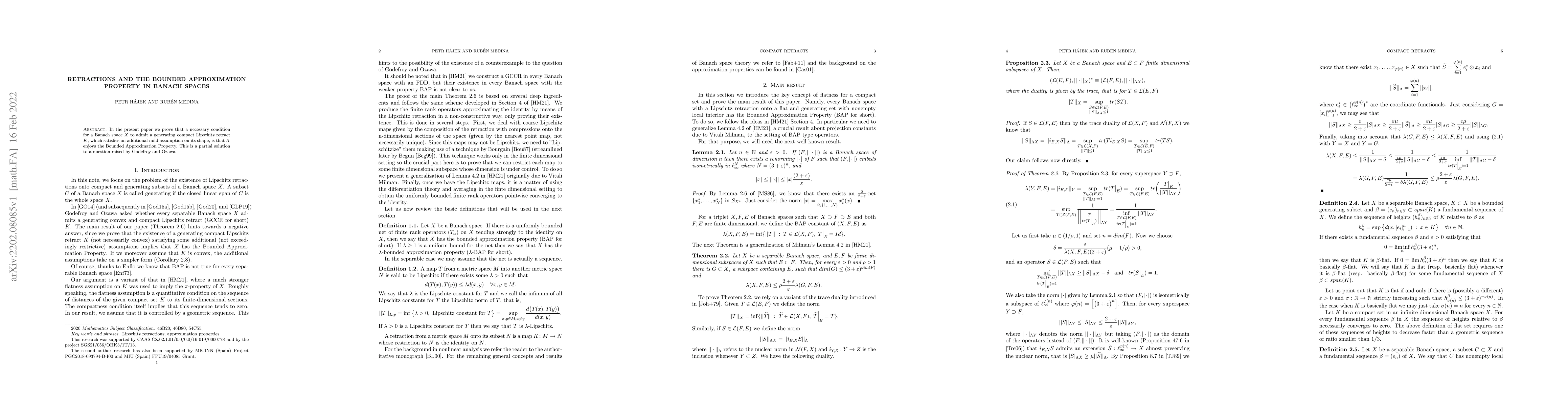 Thumbnail for Retractions and the bounded approximation property in Banach spaces