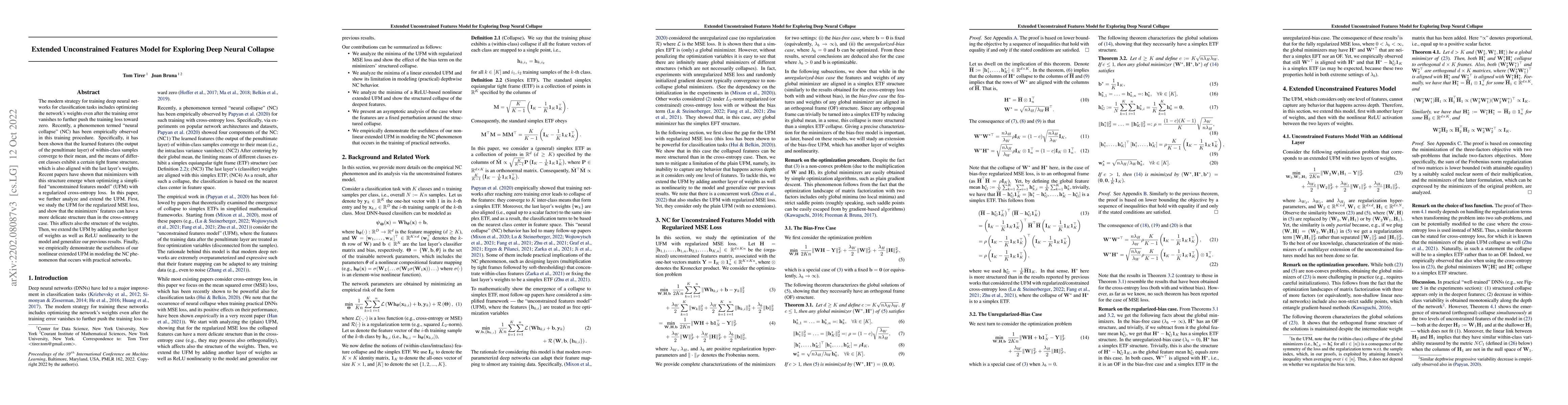 Thumbnail for Extended Unconstrained Features Model for Exploring Deep Neural Collapse
