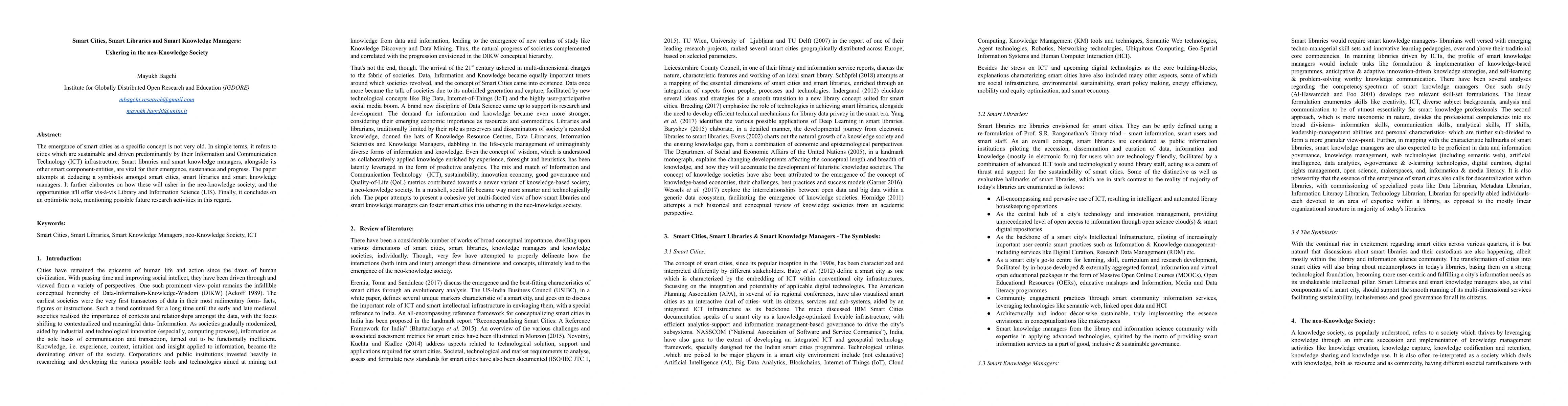 Thumbnail for Smart Cities, Smart Libraries and Smart Knowledge Managers: Ushering in
  the neo-Knowledge Society