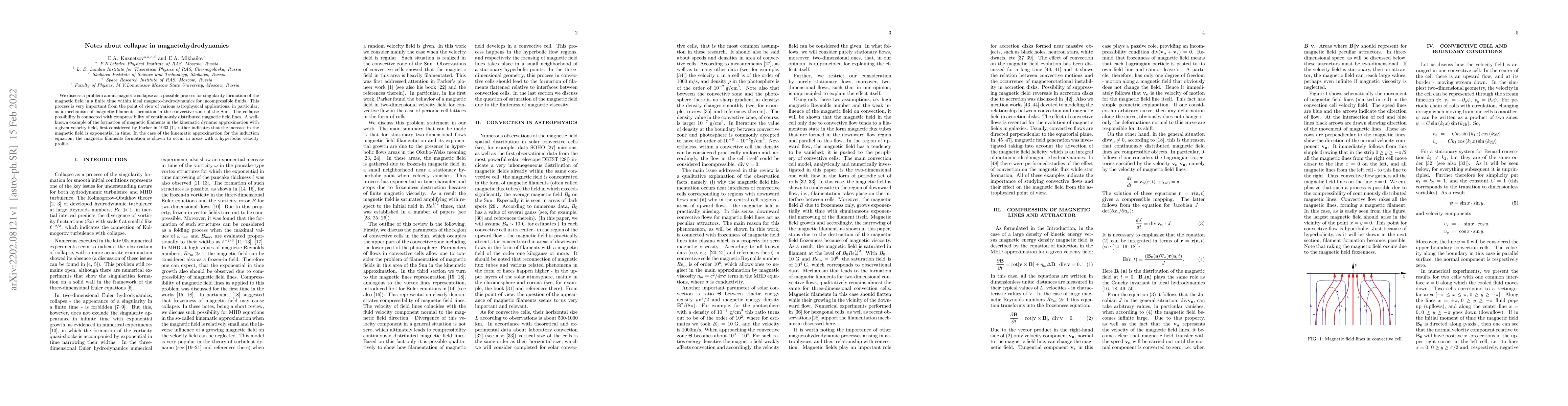 Thumbnail for Notes about collapse in magnetohydrodynamics