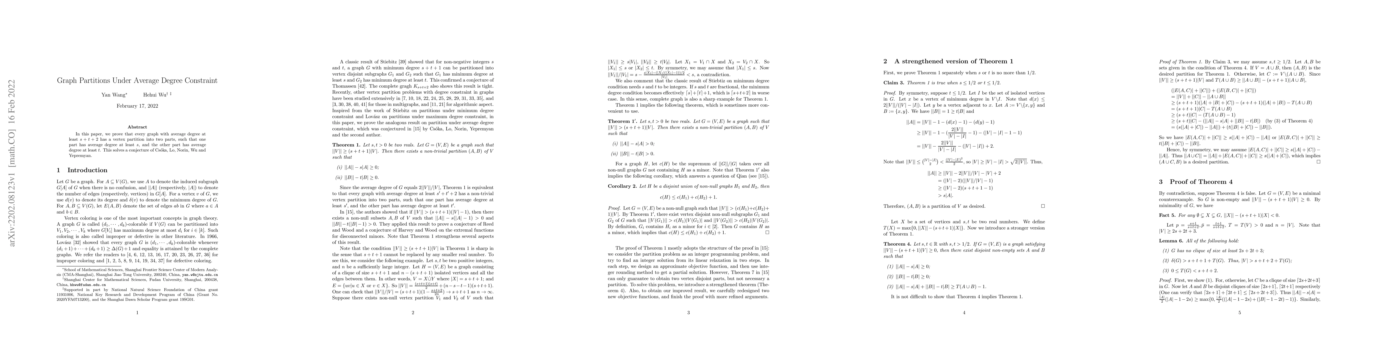 Thumbnail for Graph Partitions Under Average Degree Constraint