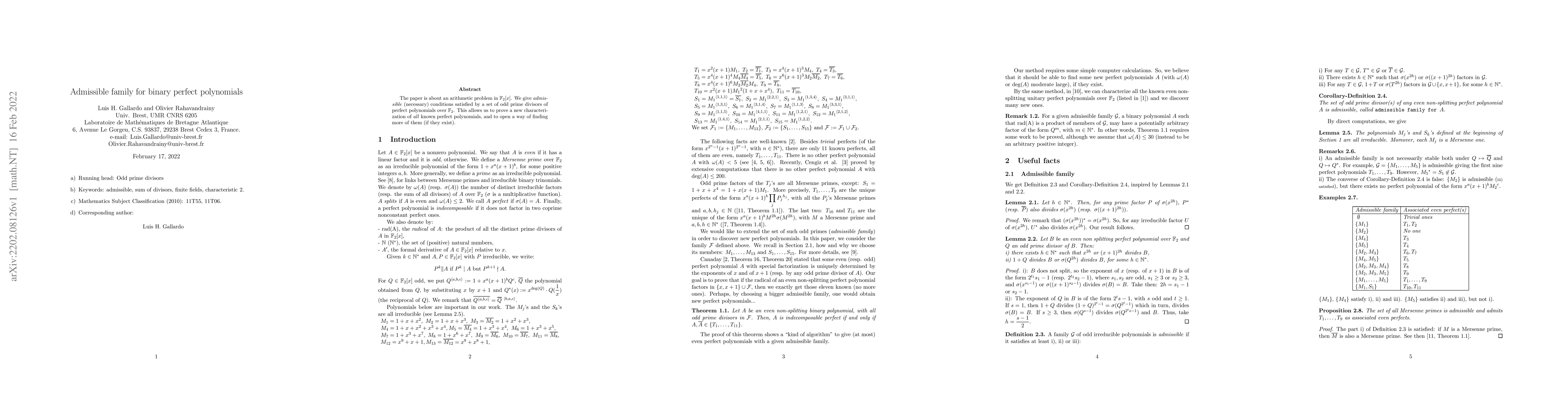 Thumbnail for Admissible family for binary perfect polynomials