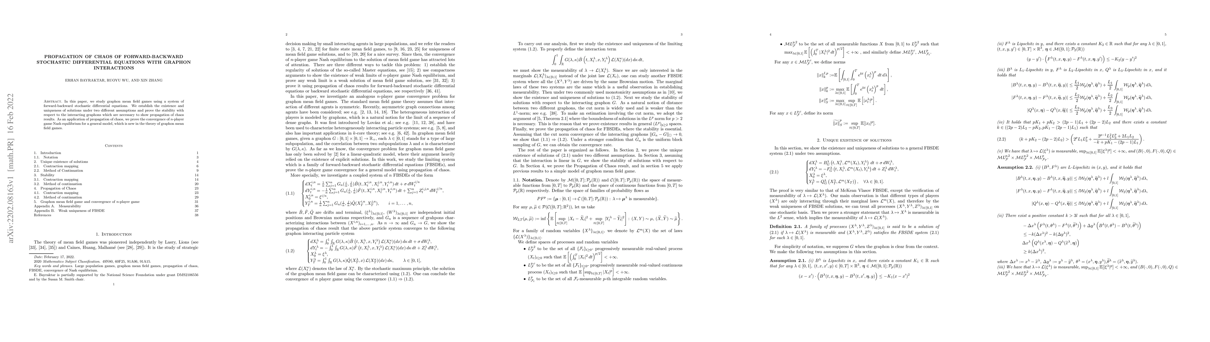Thumbnail for Propagation of Chaos of Forward-Backward Stochastic Differential
  Equations with Graphon Interactions