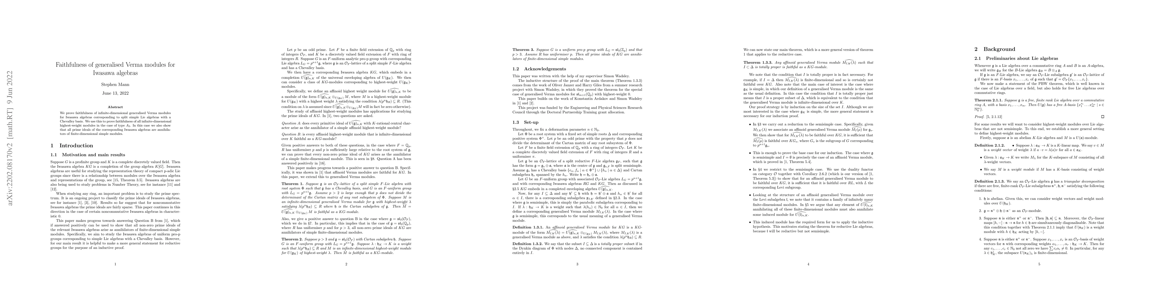 Thumbnail for Faithfulness of generalised Verma modules for Iwasawa algebras