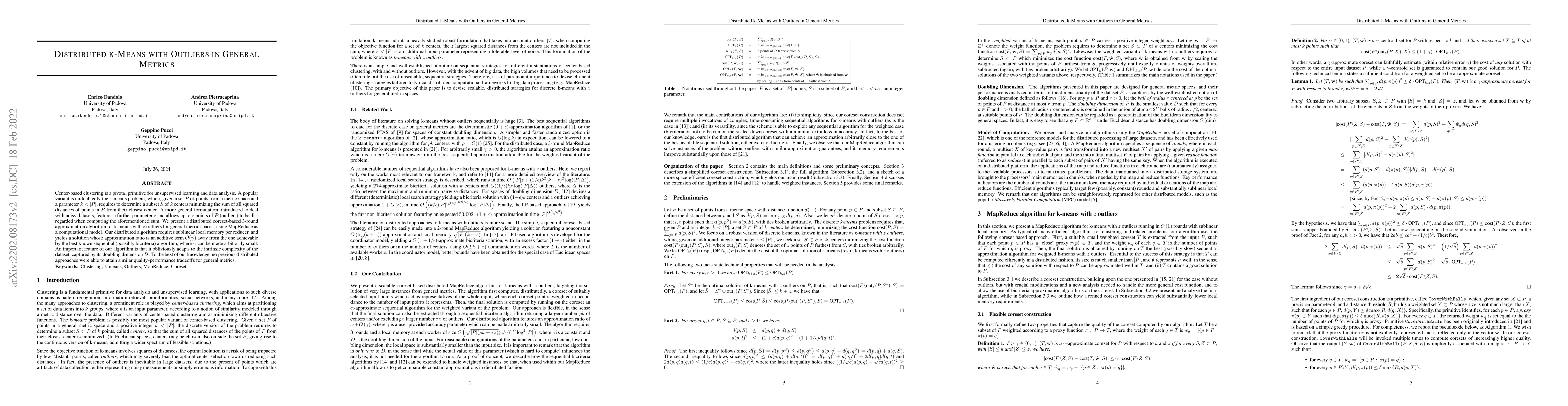 Thumbnail for Distributed k-Means with Outliers in General Metrics