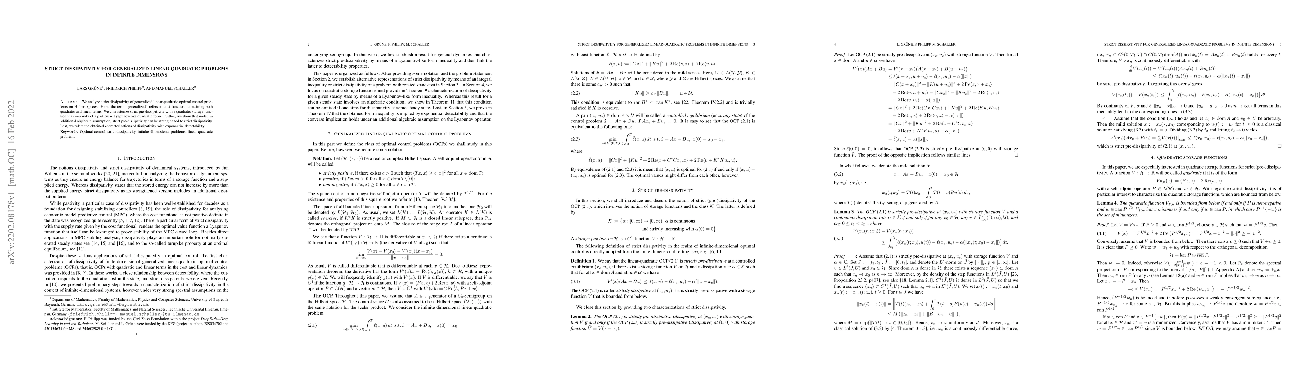 Thumbnail for Strict dissipativity for generalized linear-quadratic problems in
  infinite dimensions