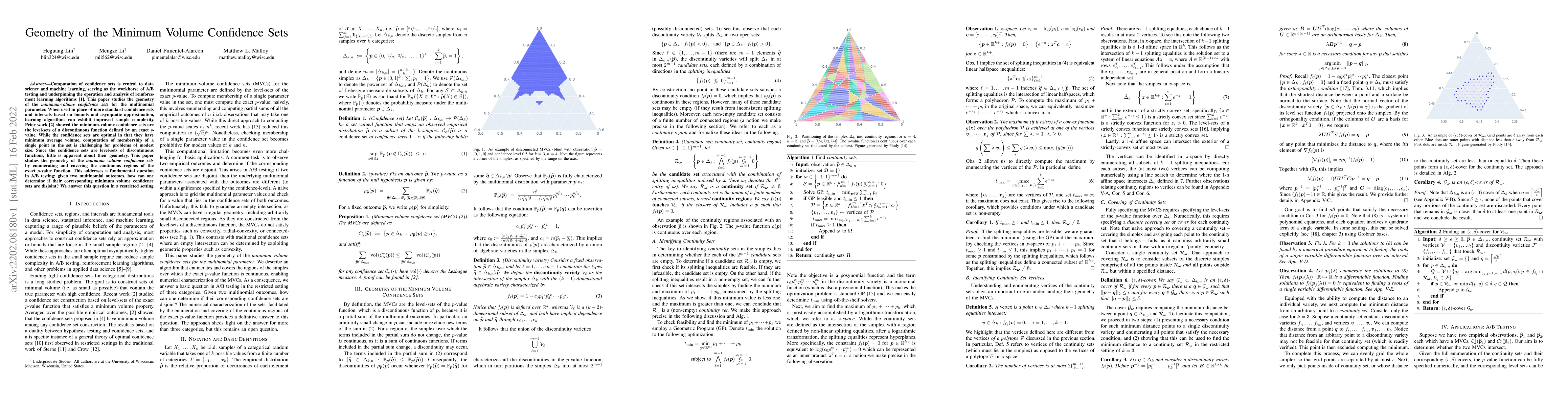Thumbnail for Geometry of the Minimum Volume Confidence Sets