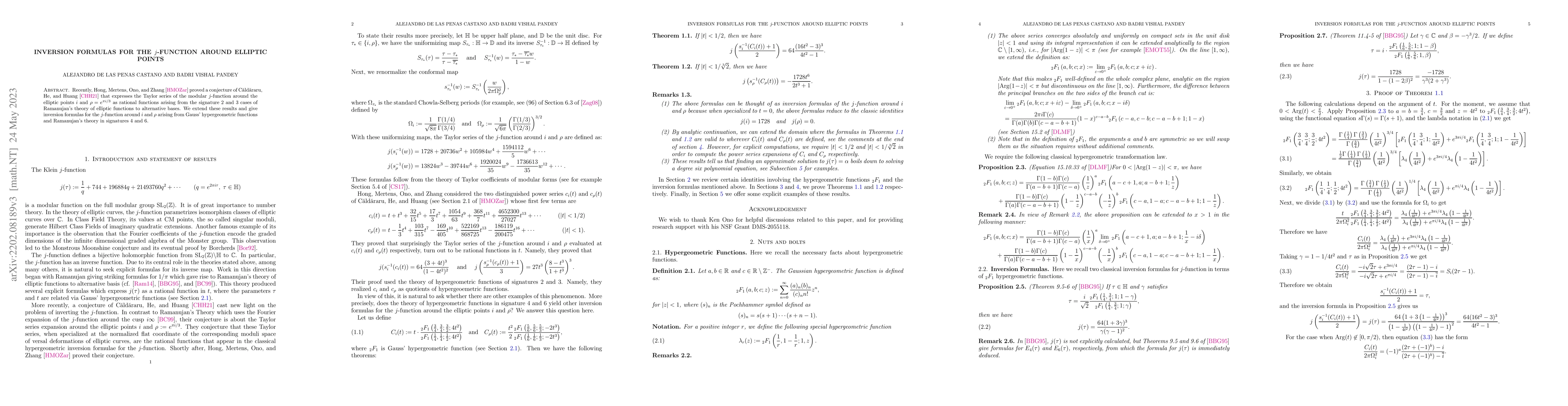Thumbnail for Inversion Formulas for the $j$-function Around Elliptic Points