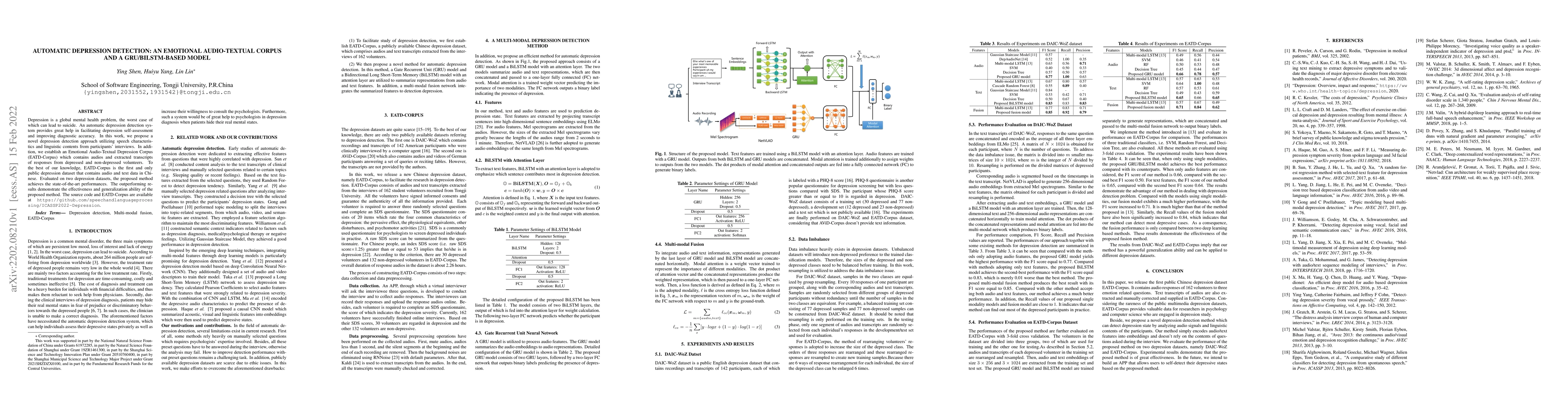 Thumbnail for Automatic Depression Detection: An Emotional Audio-Textual Corpus and a
  GRU/BiLSTM-based Model