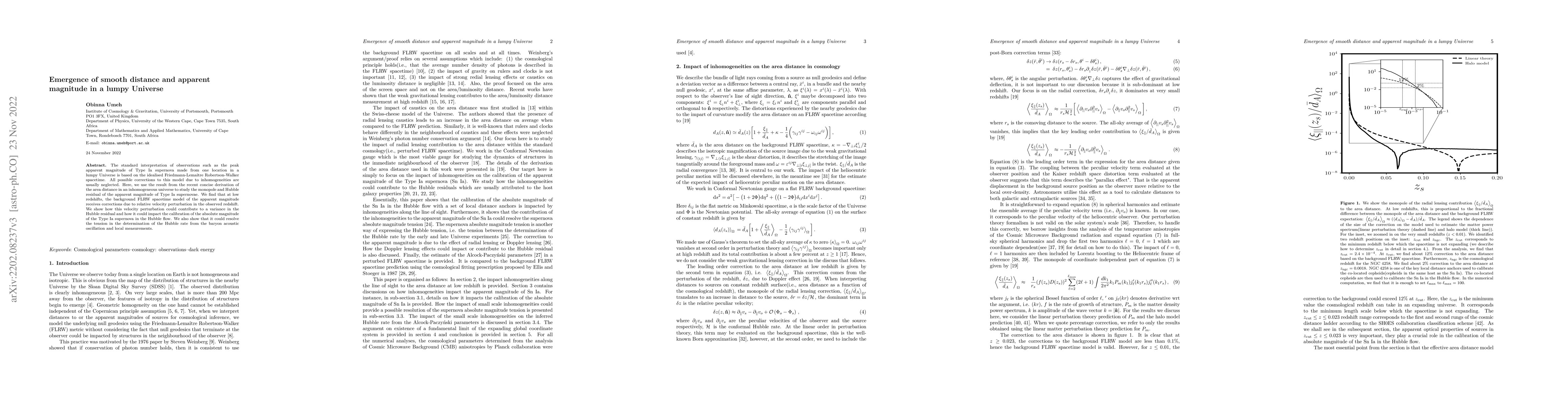 Thumbnail for Emergence of smooth distance and apparent magnitude in a lumpy Universe