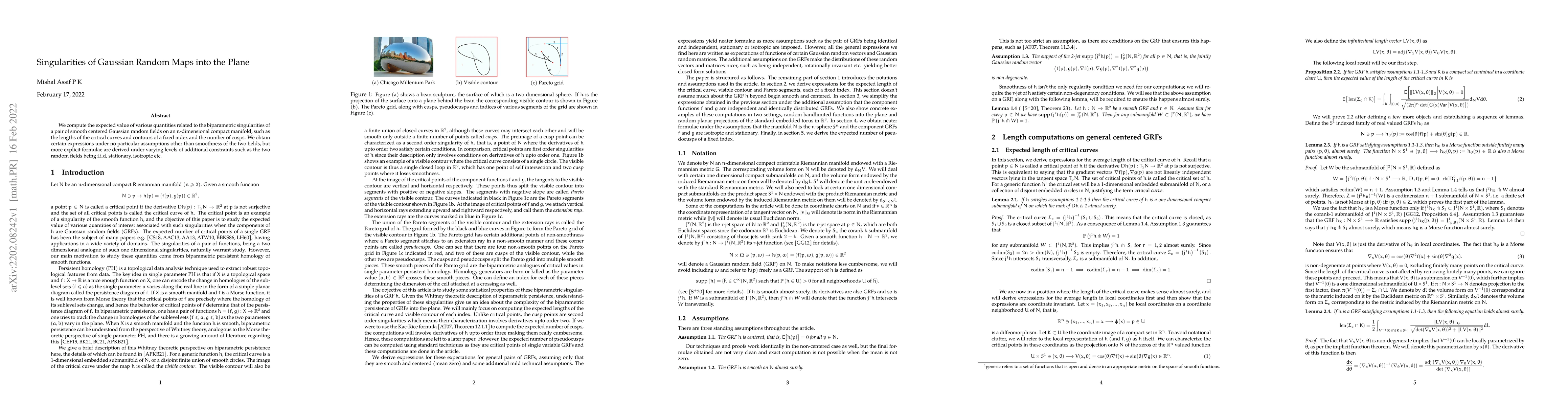 Thumbnail for Singularities of Gaussian Random Maps into the Plane