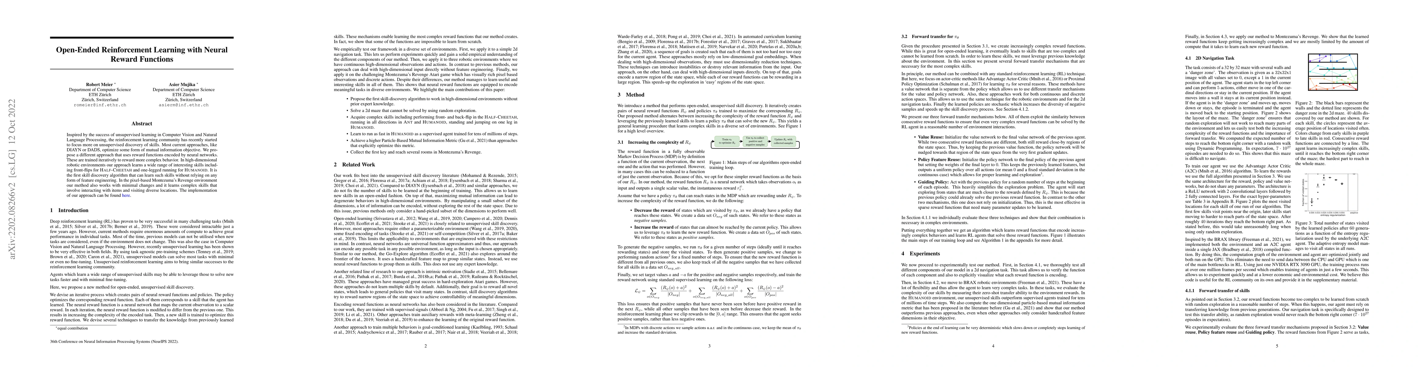 Thumbnail for Open-Ended Reinforcement Learning with Neural Reward Functions