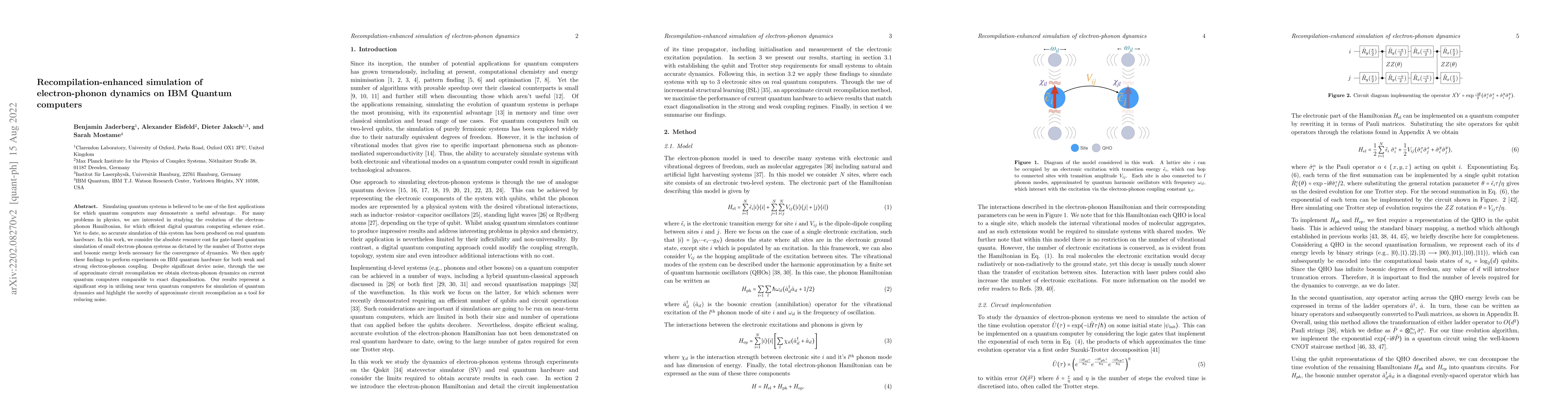 Thumbnail for Recompilation-enhanced simulation of electron-phonon dynamics on IBM
  Quantum computers