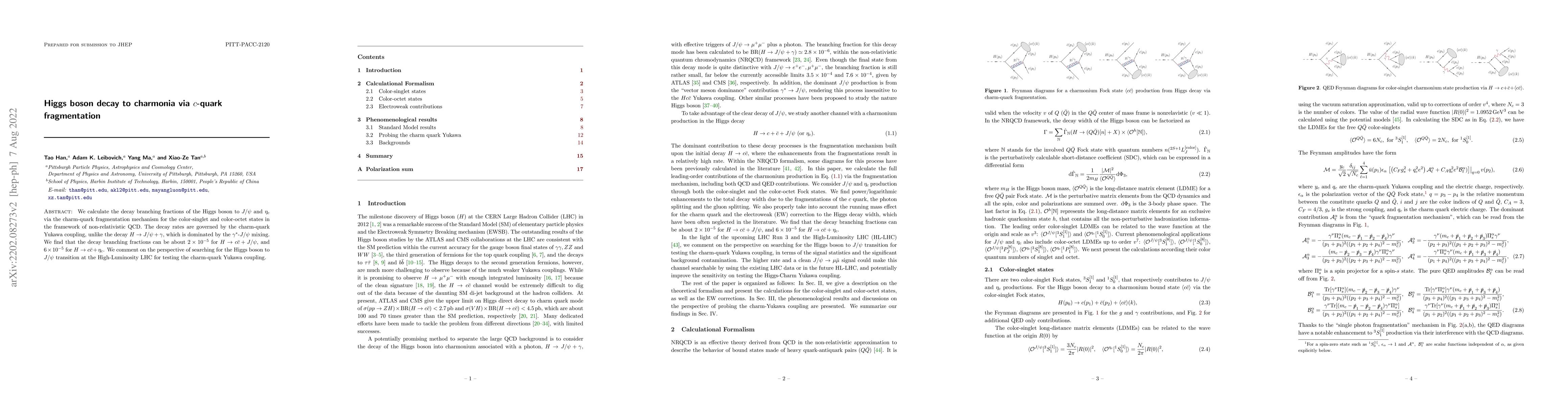Thumbnail for Higgs boson decay to charmonia via $c$-quark fragmentation