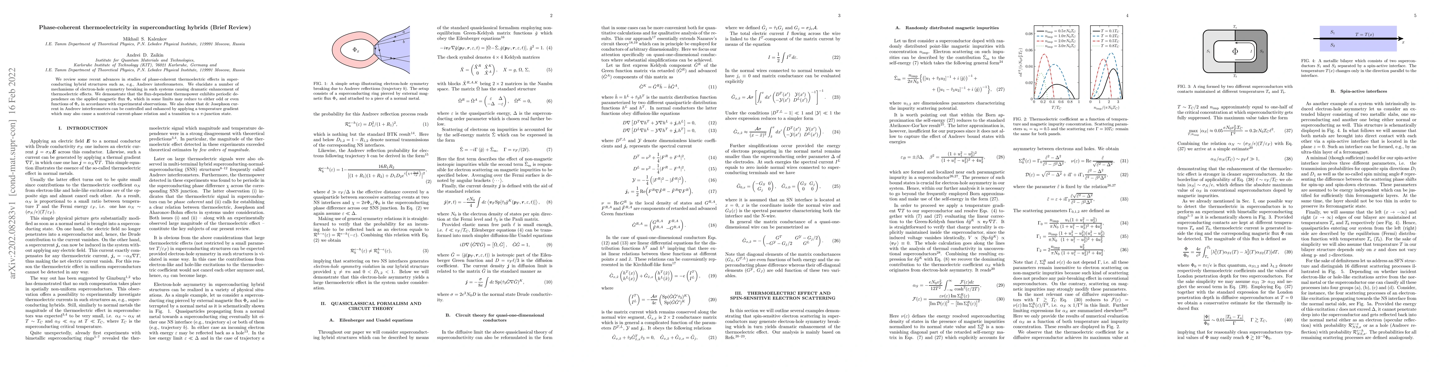 Thumbnail for Phase-coherent thermoelectricity in superconducting hybrids (Brief
  Review)