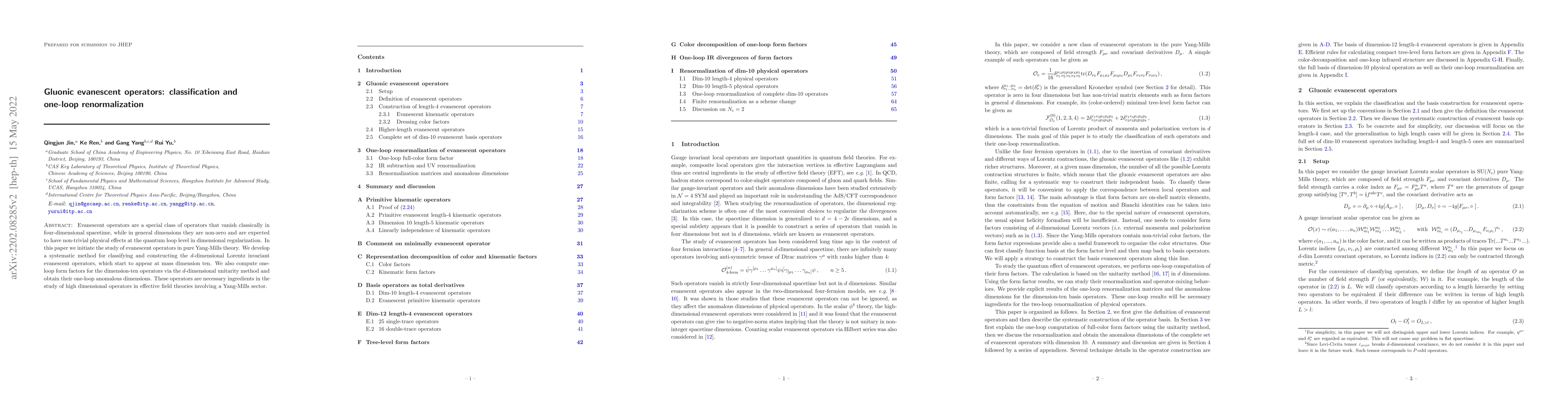 Thumbnail for Gluonic evanescent operators: classification and one-loop
  renormalization