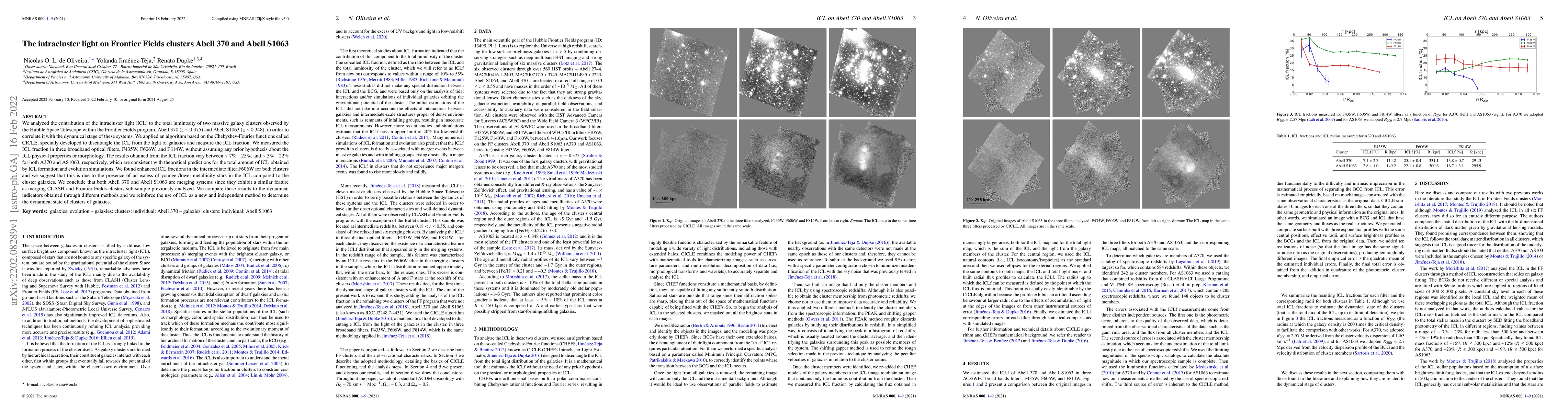 Thumbnail for The intracluster light on Frontier Fields clusters Abell 370 and Abell
  S1063