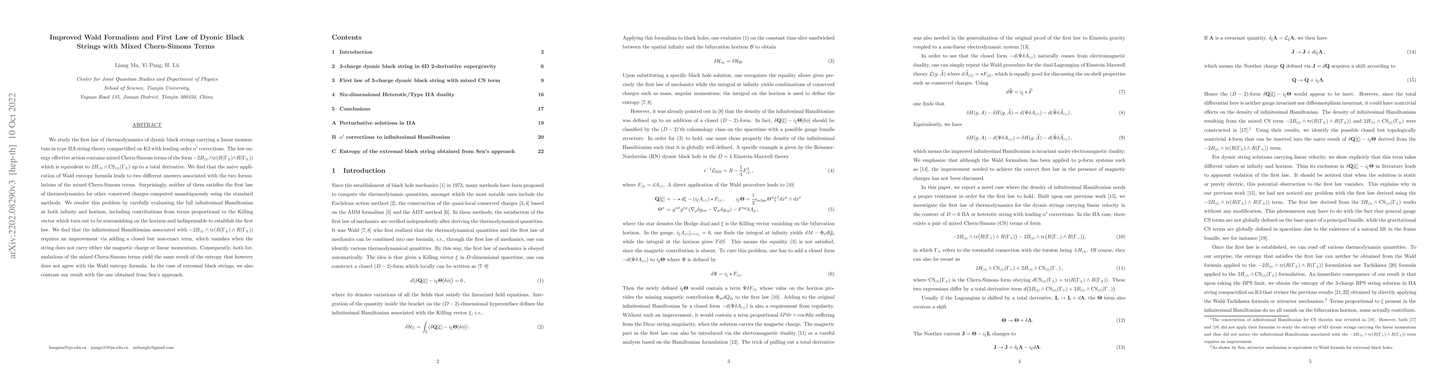 Thumbnail for Improved Wald formalism and First Law of Dyonic Black Strings with Mixed
  Chern-Simons Terms