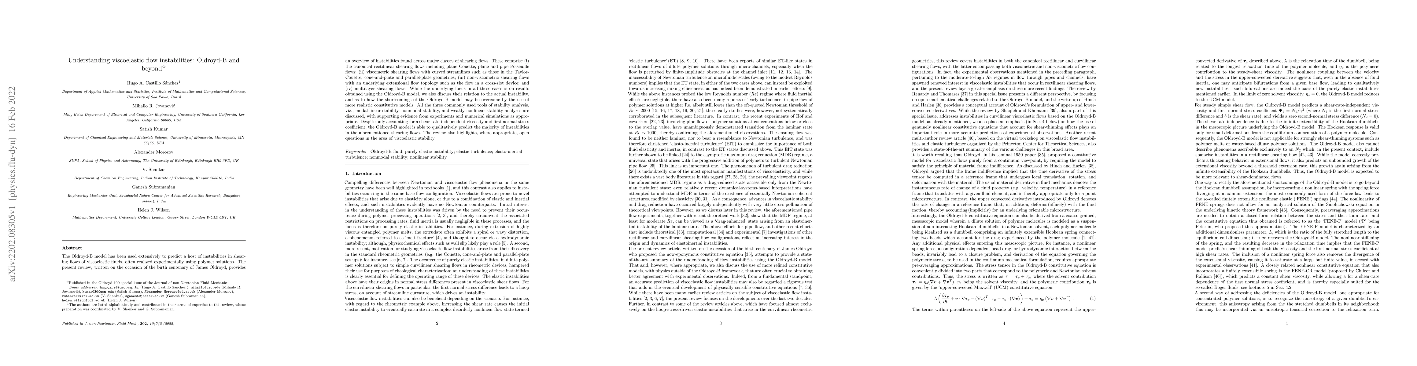 Thumbnail for Understanding viscoelastic flow instabilities: Oldroyd-B and beyond
