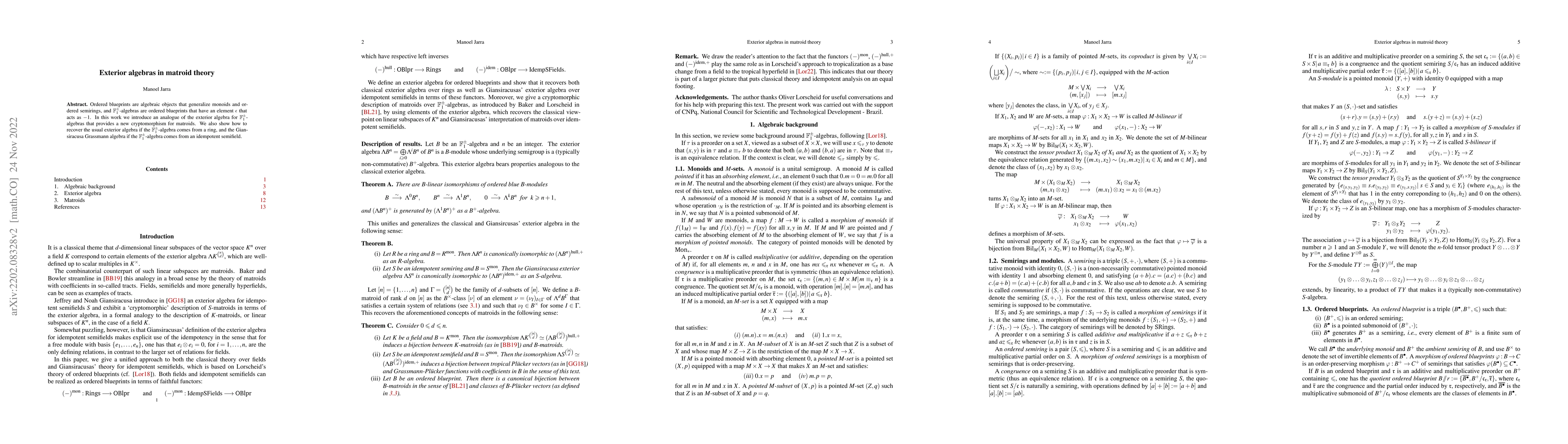 Thumbnail for Exterior algebras in matroid theory