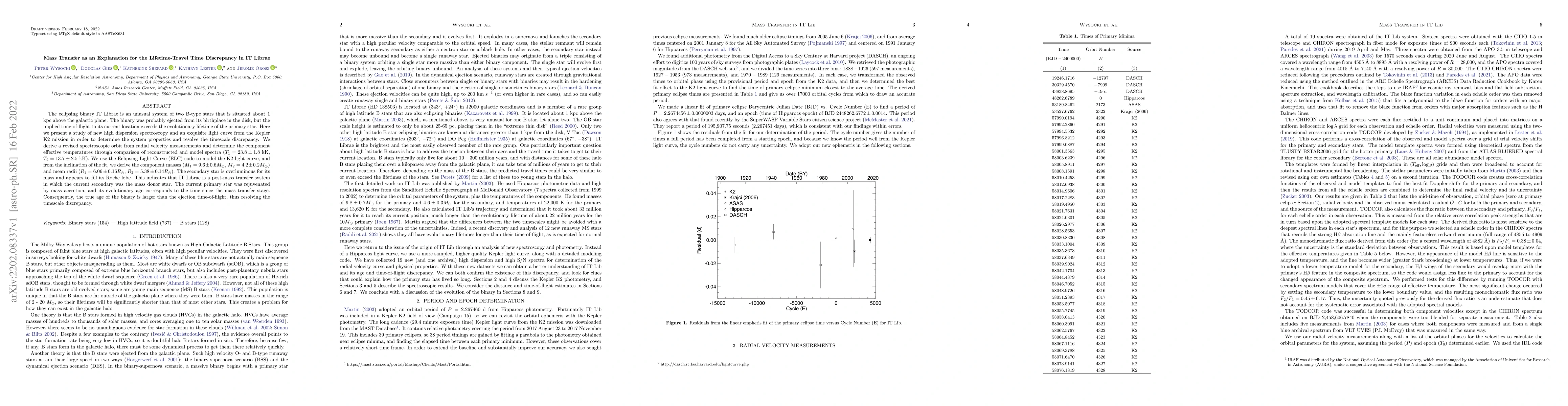 Thumbnail for Mass Transfer as an Explanation for the Lifetime-Travel Time Discrepancy
  in IT Librae