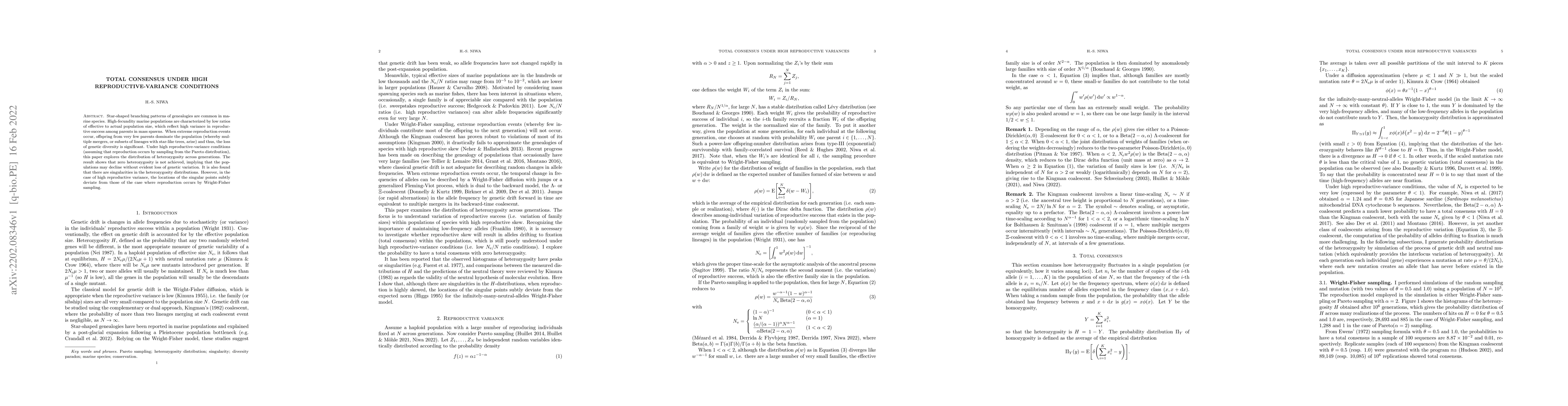 Thumbnail for Total consensus under high reproductive-variance conditions