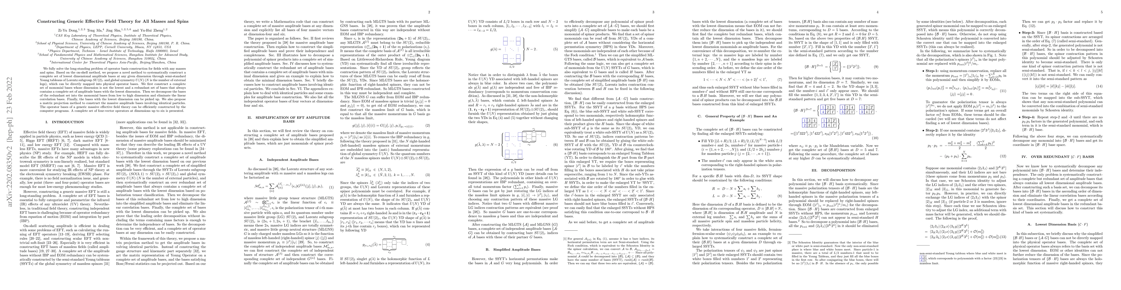 Thumbnail for Constructing Generic Effective Field Theory for All Masses and Spins