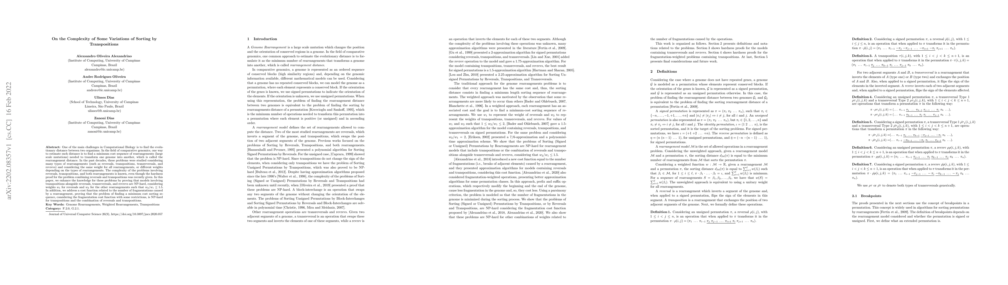 Thumbnail for On the Complexity of Some Variations of Sorting by Transpositions