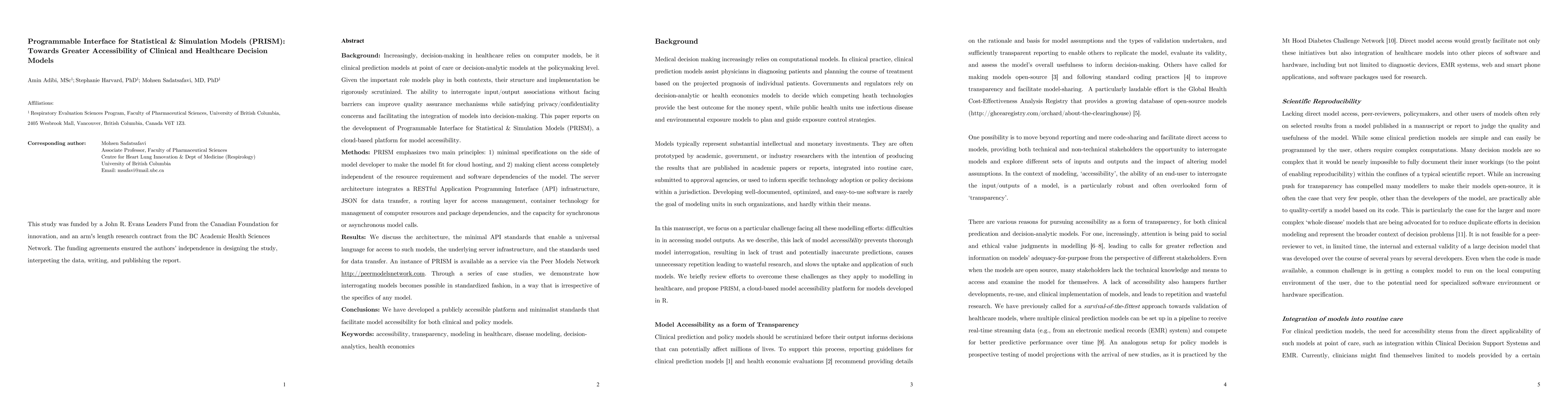 Thumbnail for Programmable Interface for Statistical & Simulation Models (PRISM):
  Towards Greater Accessibility of Clinical and Healthcare Decision Models