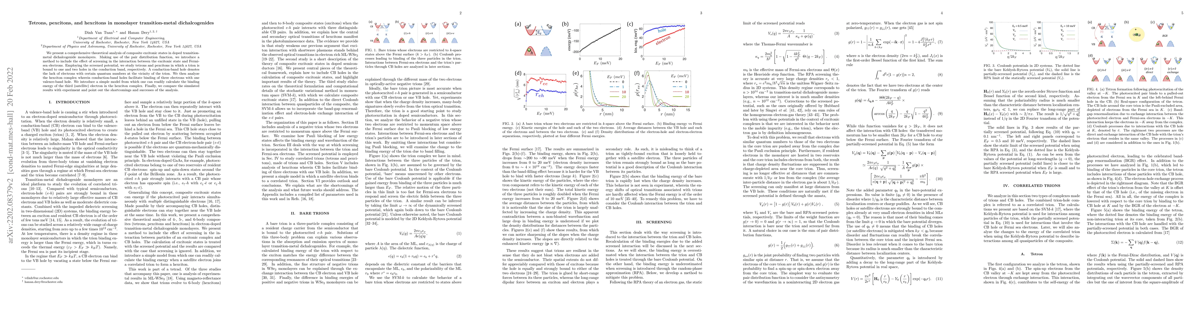 Thumbnail for Tetrons, pexcitons, and hexcitons in monolayer transition-metal
  dichalcogenides