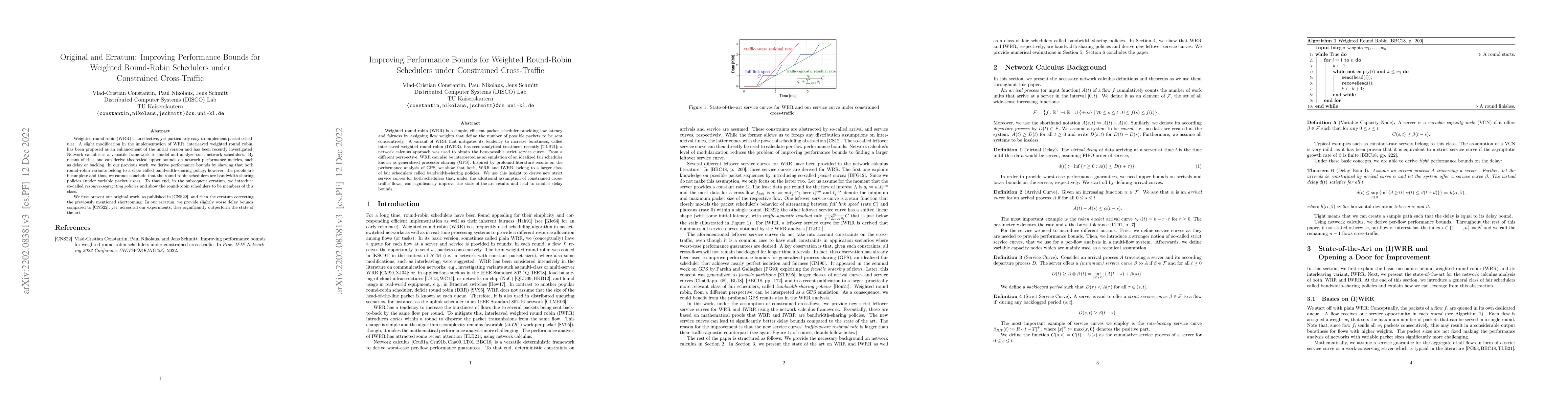 Thumbnail for Improving Performance Bounds for Weighted Round-Robin Schedulers under
  Constrained Cross-Traffic