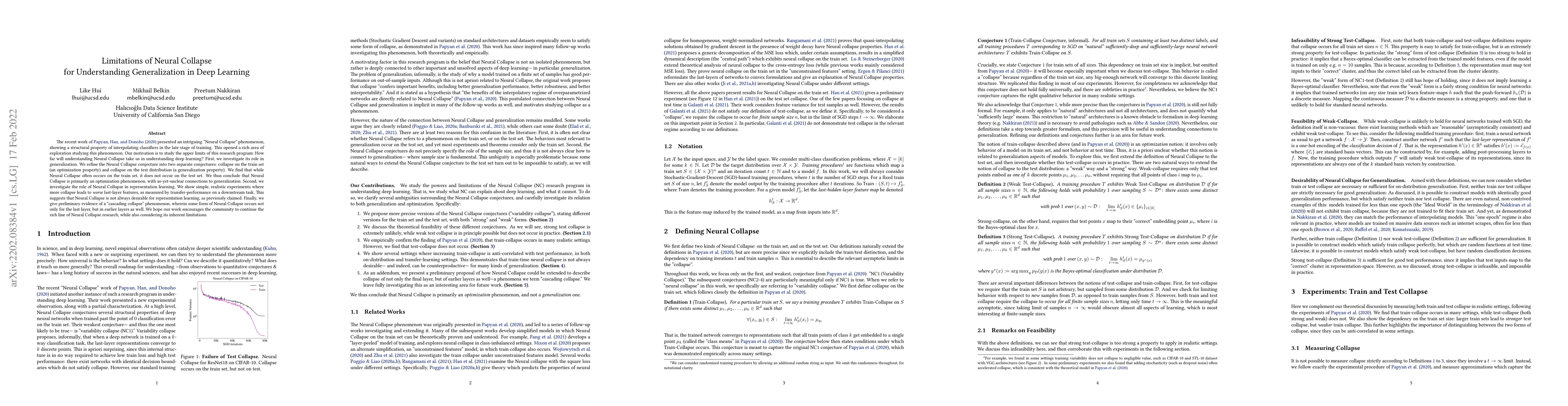 Thumbnail for Limitations of Neural Collapse for Understanding Generalization in Deep
  Learning